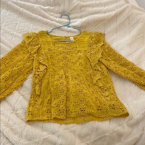 Yellow Lace Long Sleeve Top